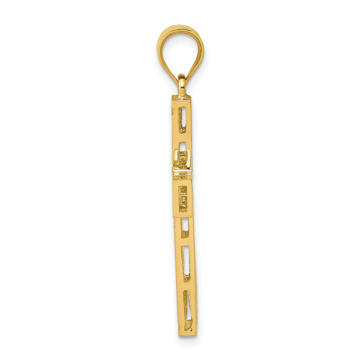 14k Yellow Gold Greek Key Design Cross Pendant