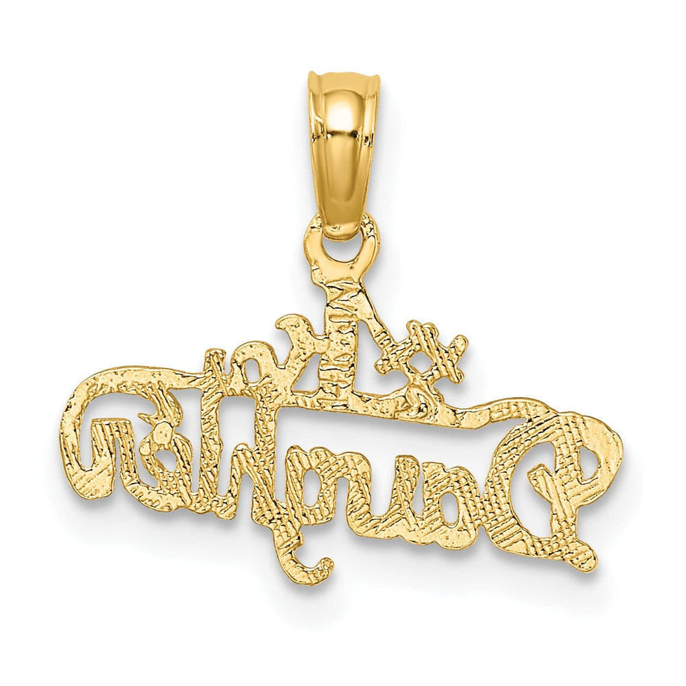 14K Yellow Gold Textured Polished Finish Flat Back #1 DAUGHTER in Script Design Charm Pendant