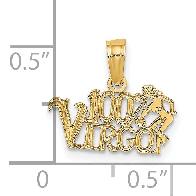 14K Yellow Gold Polished Textured Finish 100% Zodiac VIRGO Charm Pendant