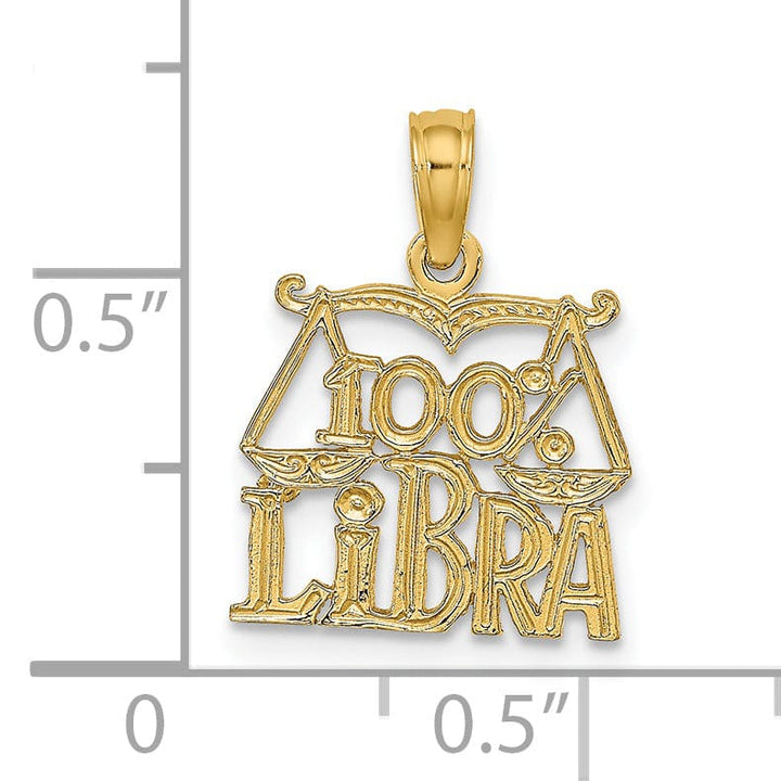 14K Yellow Gold Polished Textured Finish 100% Zodiac LIBRA Charm Pendant