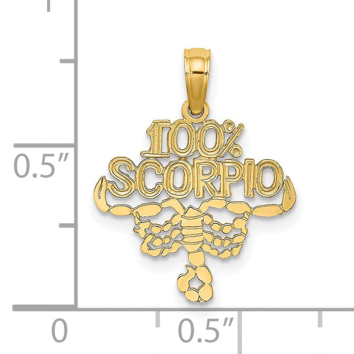 14K Yellow Gold Polished Textured Finish 100% Zodiac SCORPIO Charm Pendant