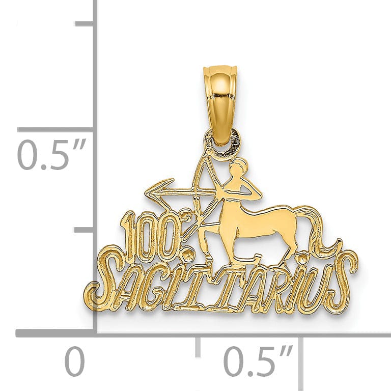 14K Yellow Gold Polished Textured Finish 100% Zodiac SAGITTARIUS Charm Pendant