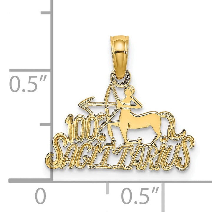 14K Yellow Gold Polished Textured Finish 100% Zodiac SAGITTARIUS Charm Pendant