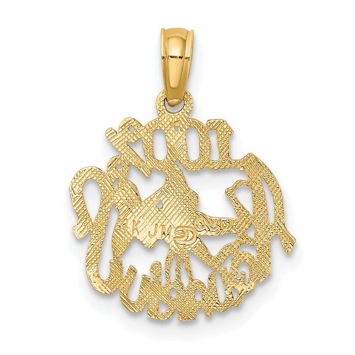 14K Yellow Gold Polished Textured Finish 100% Zodiac AQUARIUS Charm Pendant