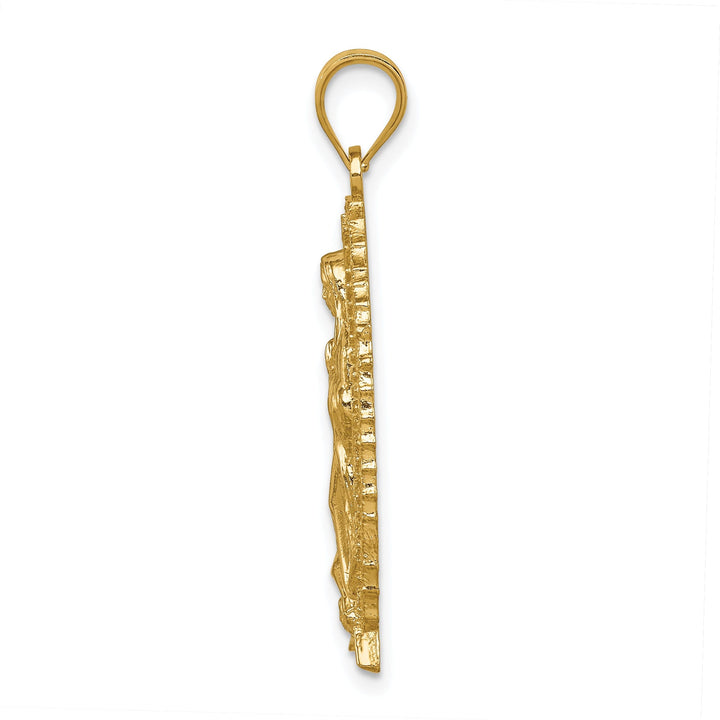 14k Yellow Gold Polished and Textured Guadalupe Pendant