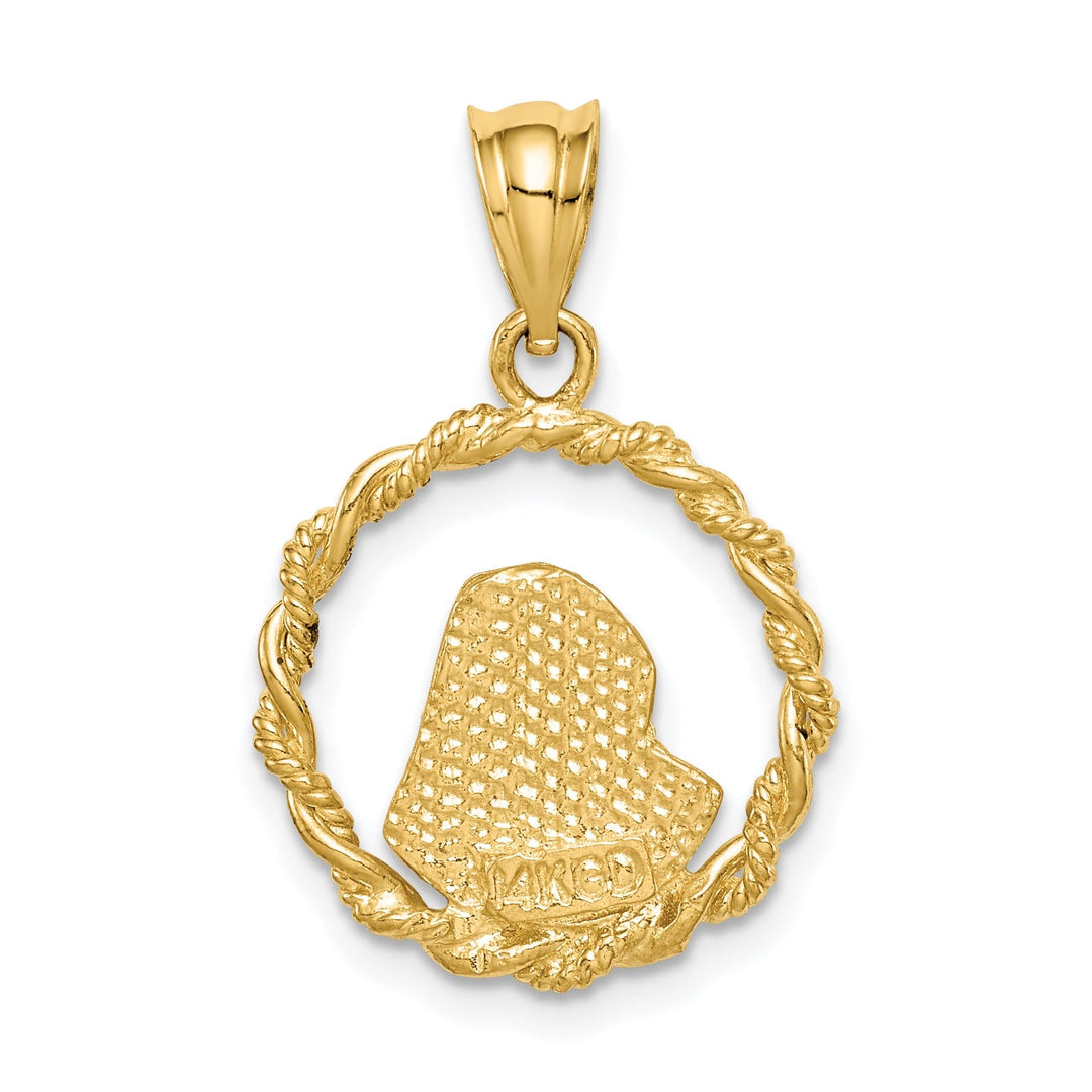 14k Yellow Gold Brushed and Polished Diamond-cut Virgin Mary Pendant