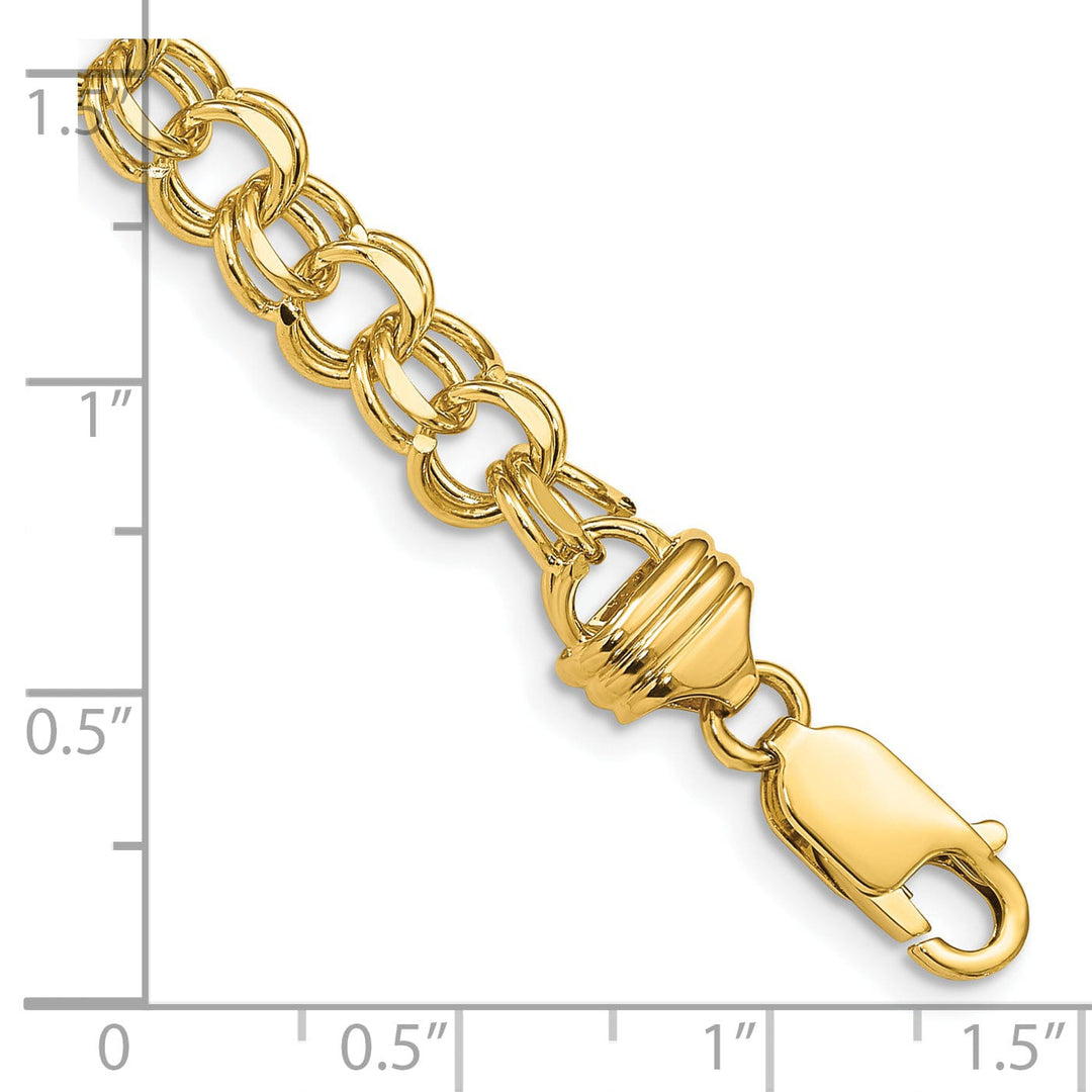 14k Yellow Gold Solid Double Link Charm Bracelet