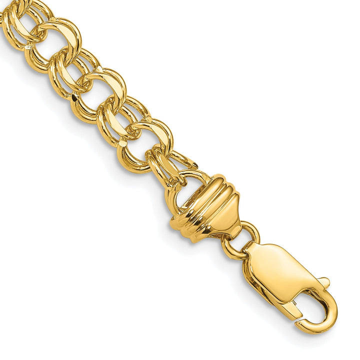 14k Yellow Gold Solid Double Link Charm Bracelet