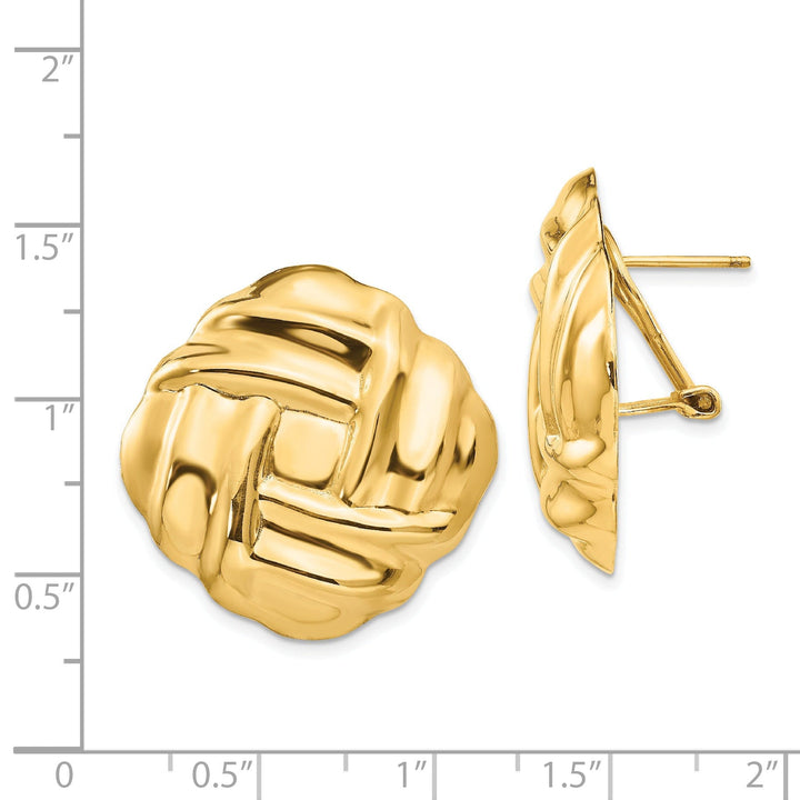 14k Yellow Gold Fancy Omega Back Post Earrings