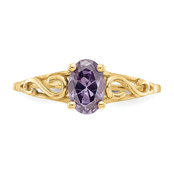 14k Yellow Gold Synthetic Amethyst Ring