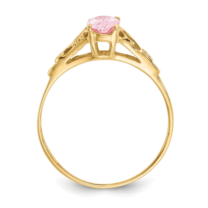 14k Yellow Gold Synthetic Rose C.Z Ring