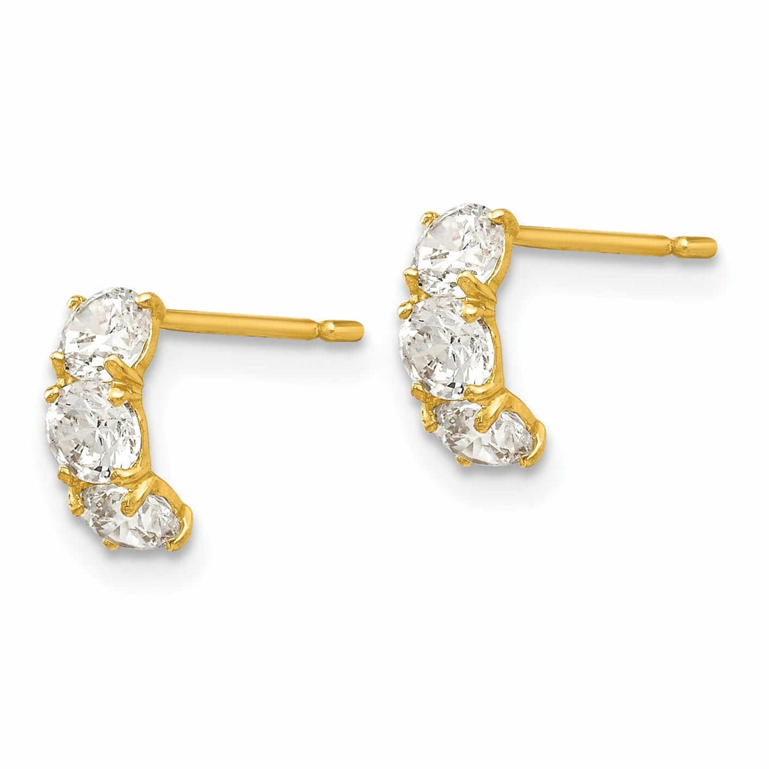 14k Madi K Three Stone Post Earrings