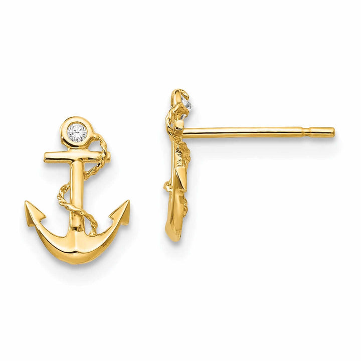 14k Madi K CZ Childrens Anchor Post Earrings