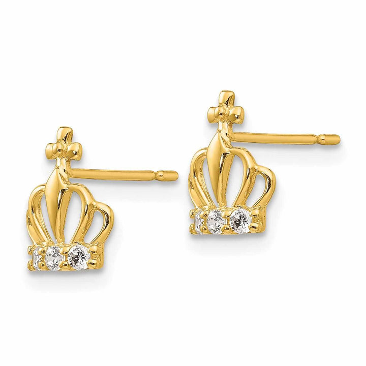 14k Madi K CZ Childrens Crown Post Earrings