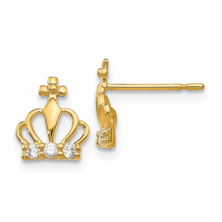 14k Madi K CZ Childrens Crown Post Earrings