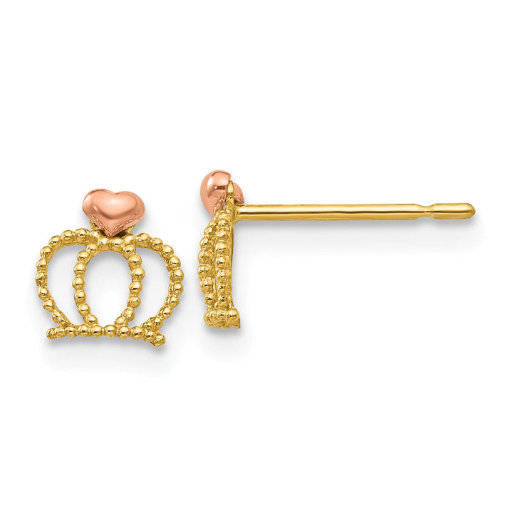 14k Two-tone Gold Crown Post Earrings