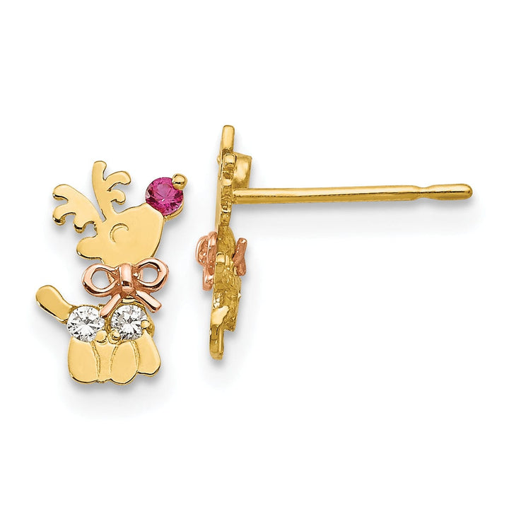 14k Two-tone Gold Reindeer Post Earrings