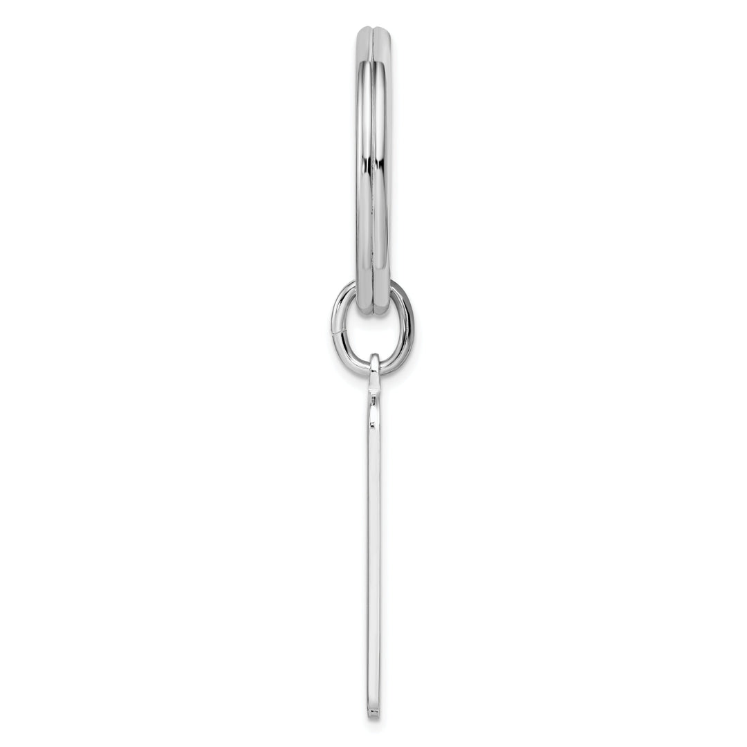 Rhodium Plated Horizontal Lines Key Ring