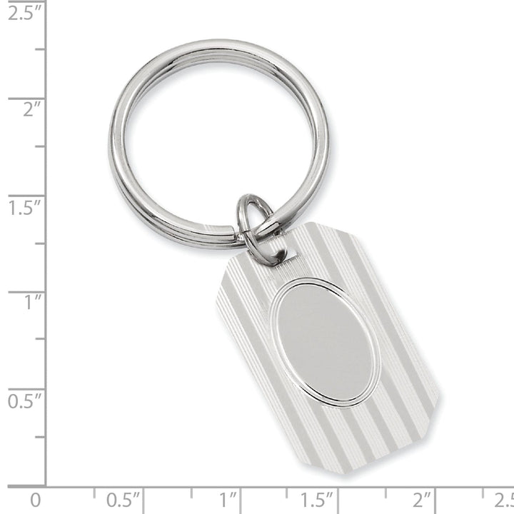 Rhodium Plated Horizontal Lines Key Ring