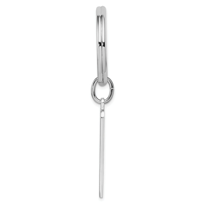 Rhodium Plated Satin Patterned Corner Key Ring