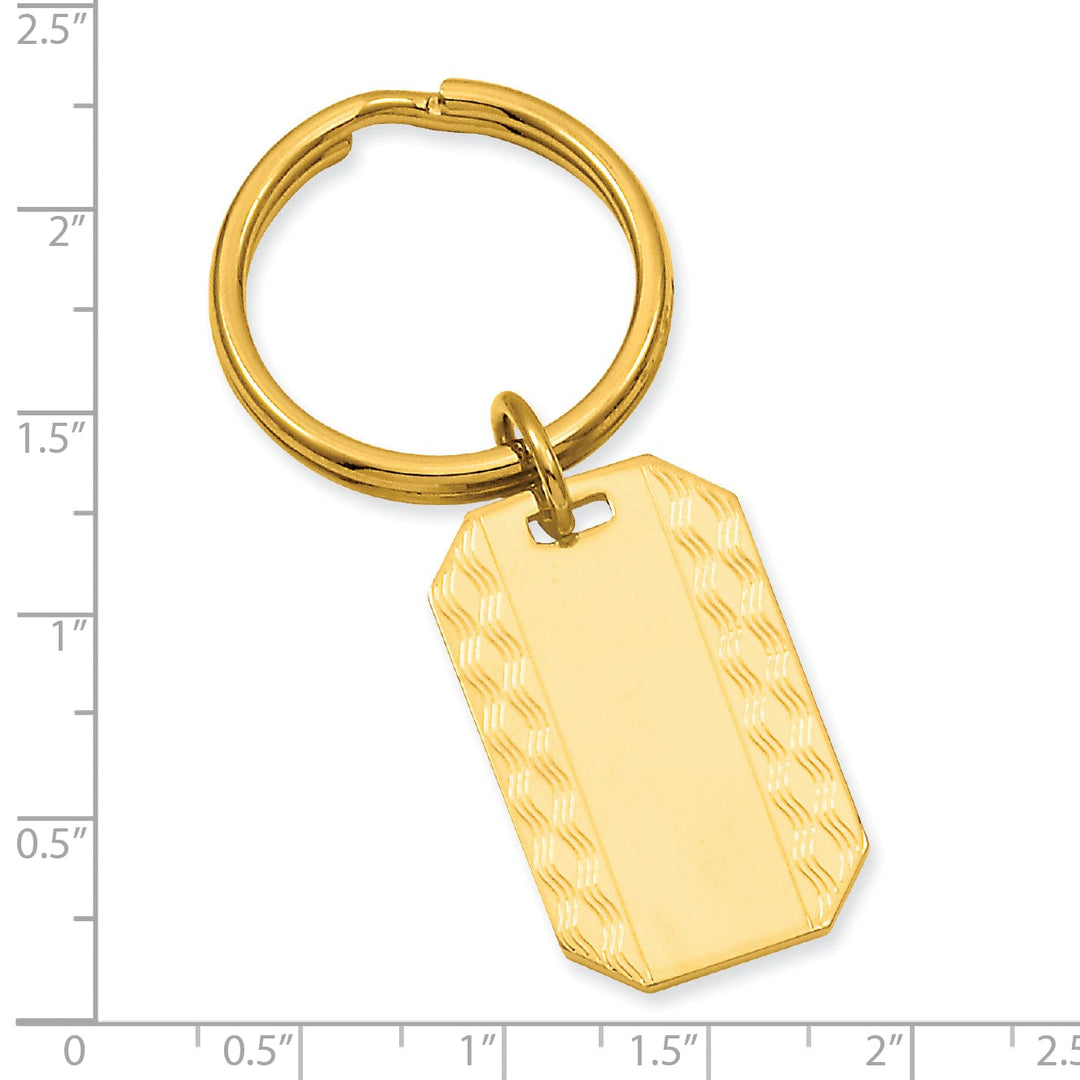 Gold Plated Patterned Edge Key Ring