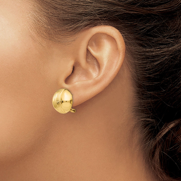 14k Yellow Gold Omega Post Earrings