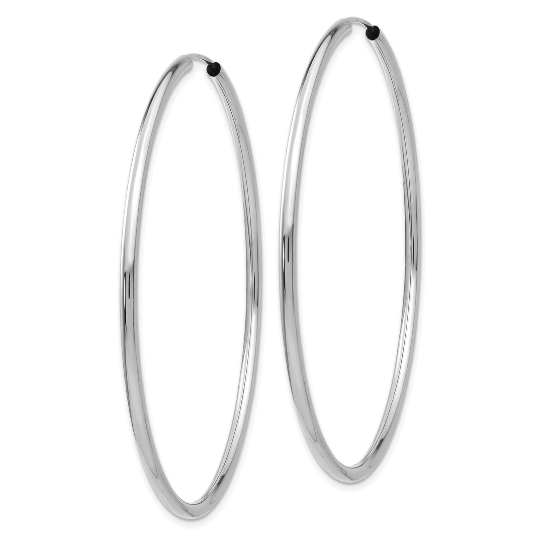 14k White Gold Polished Endless Hoop Earrings 2mm x 54mm