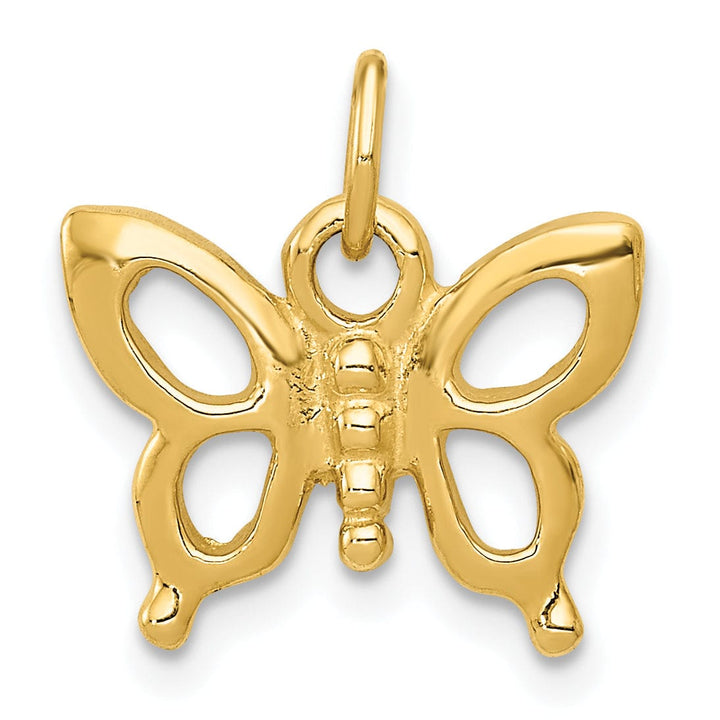 14k Yellow Gold Textured Back Solid Polished Finish Butterfly Charm Pendant