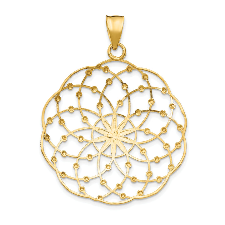 14k Two Tone Gold Diamond Cut Sphere Pendant