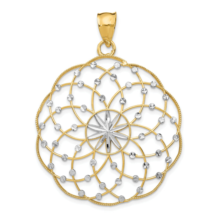 14k Two Tone Gold Diamond Cut Sphere Pendant