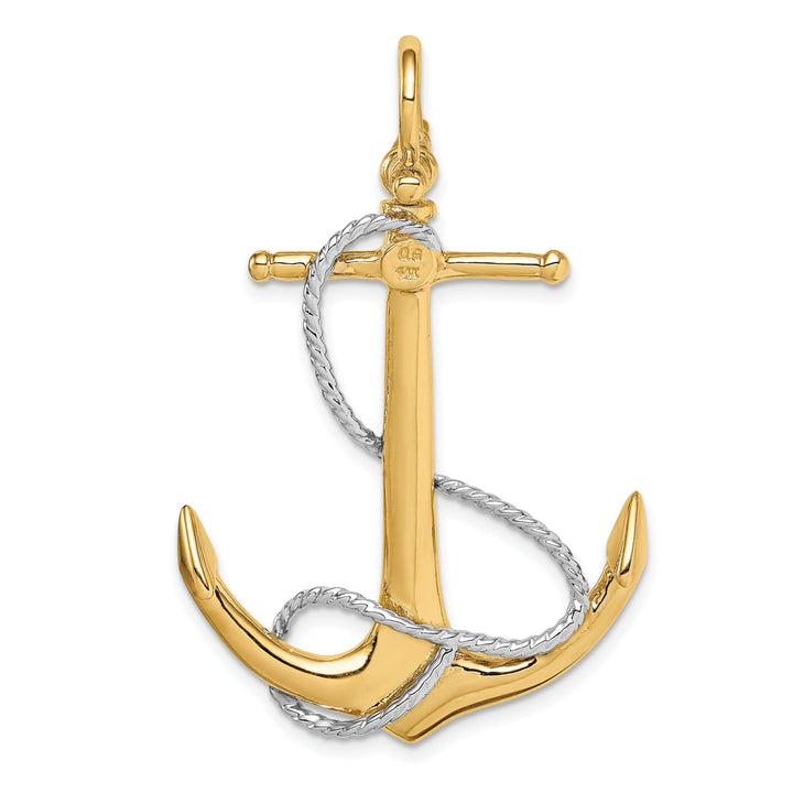 14k Two-tone 3-D Anchor Entwined Rope Pendant