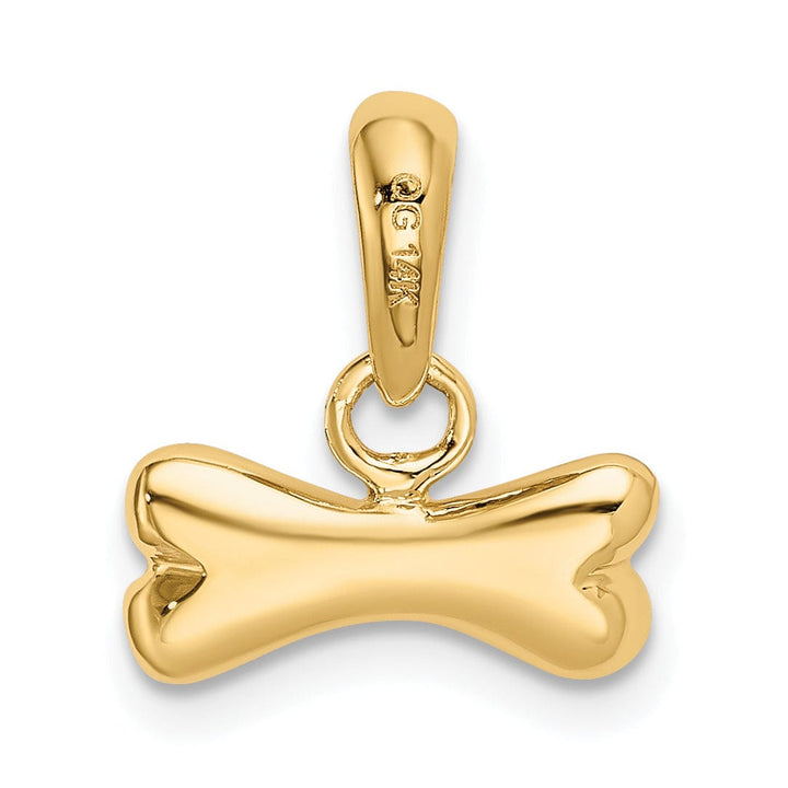 14k Yellow Gold Polished Finish 3-Diamentional Dog Bone Charm Pendant