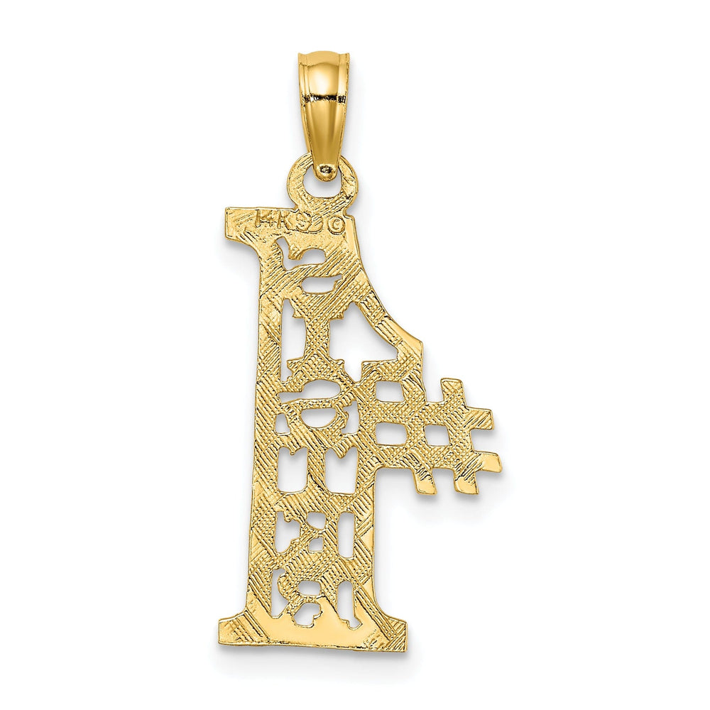 14k Yellow Gold Textured Finish Vertical Design #1 SISTER Charm Pendant