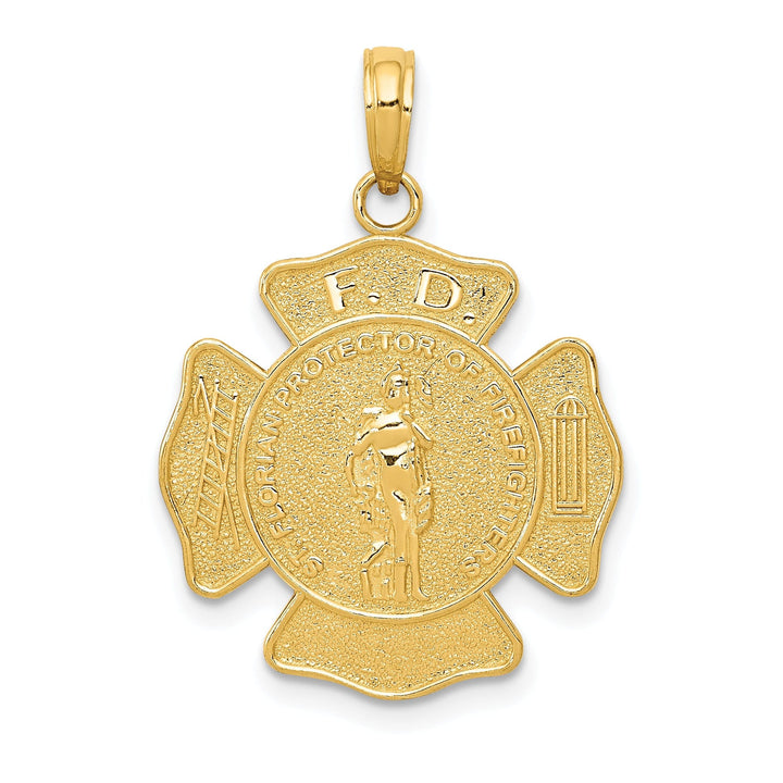 14k Yellow Gold Fire Department Badge Pendant