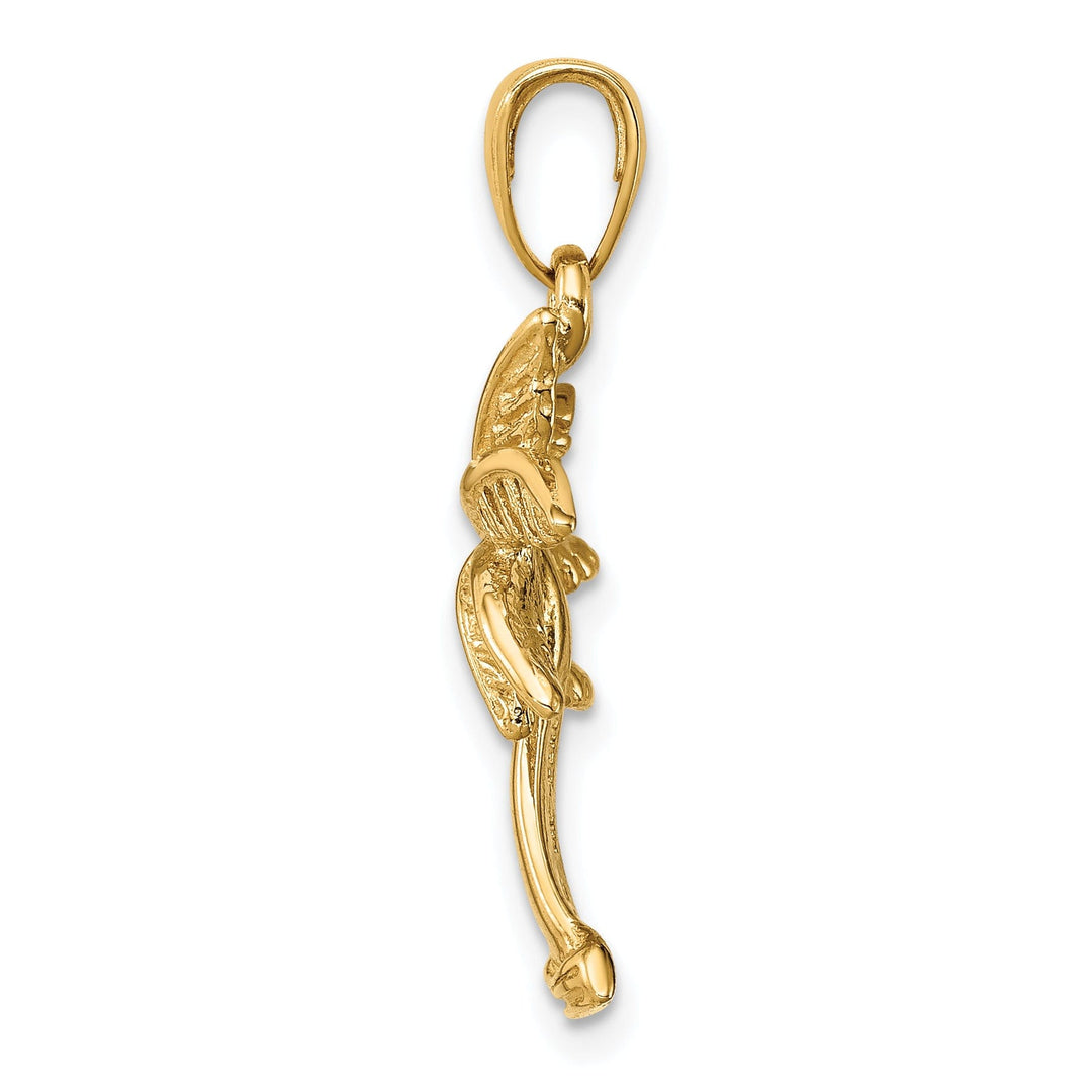 14k Yellow Gold Solid Polished Finish Men's Palm Tree Charm Pendant