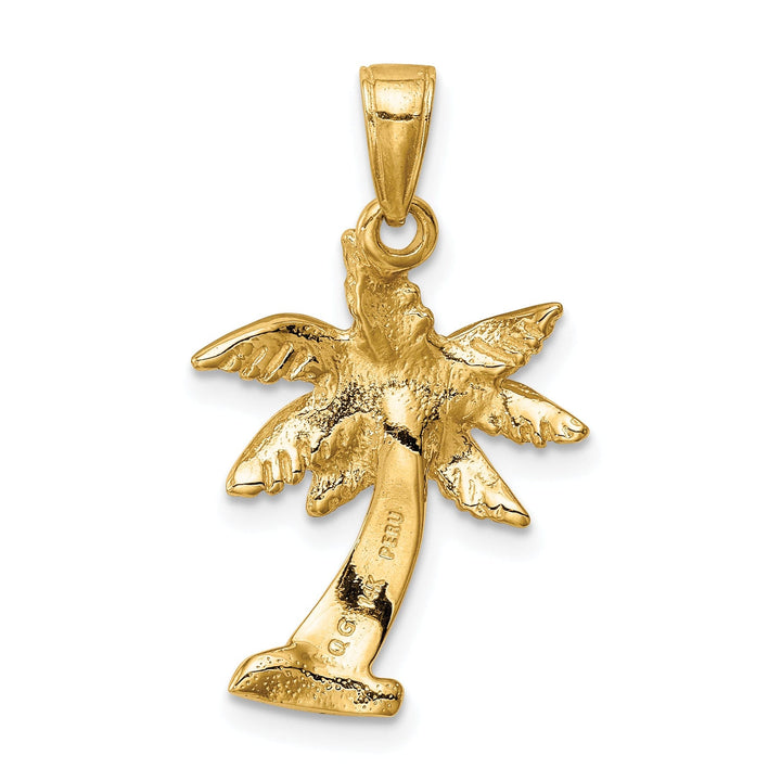 14k Yellow Gold Solid Polished Finish Men's Palm Tree Charm Pendant