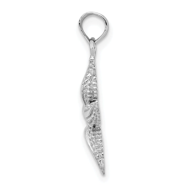 14K White Gold Solid Polished Finish Starfish Pendant