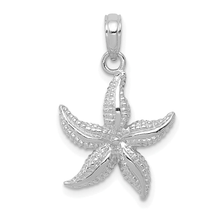 14K White Gold Solid Polished Finish Starfish Pendant