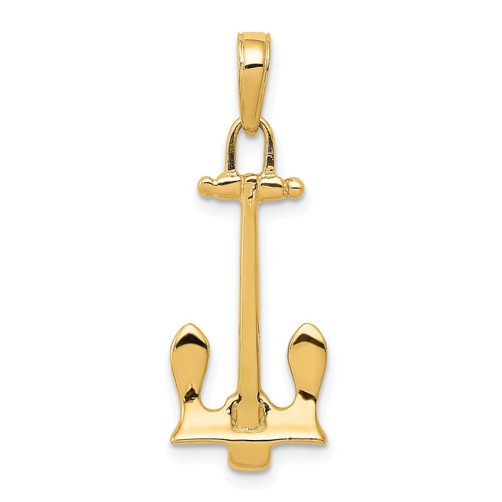 14k Yellow Gold Navy Anchor Pendant