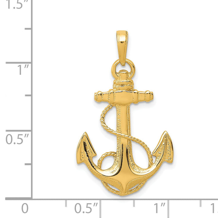 14k Yellow Gold Anchor With Rope Pendant