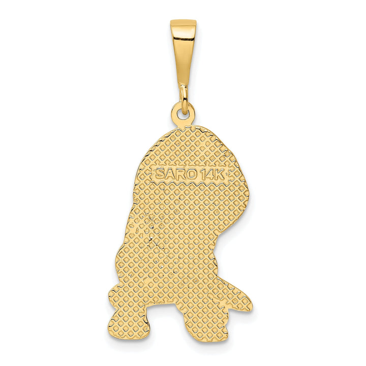 14k Yellow Gold Textured Polished Finish Beagle Dog Charm Pendant