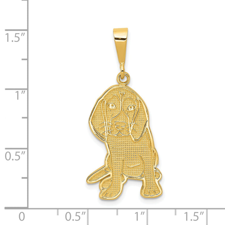 14k Yellow Gold Textured Polished Finish Beagle Dog Charm Pendant