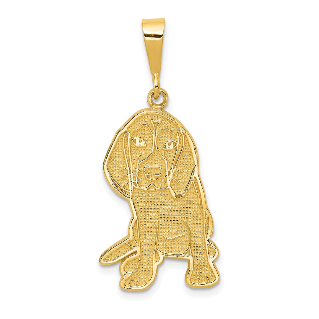 14k Yellow Gold Textured Polished Finish Beagle Dog Charm Pendant