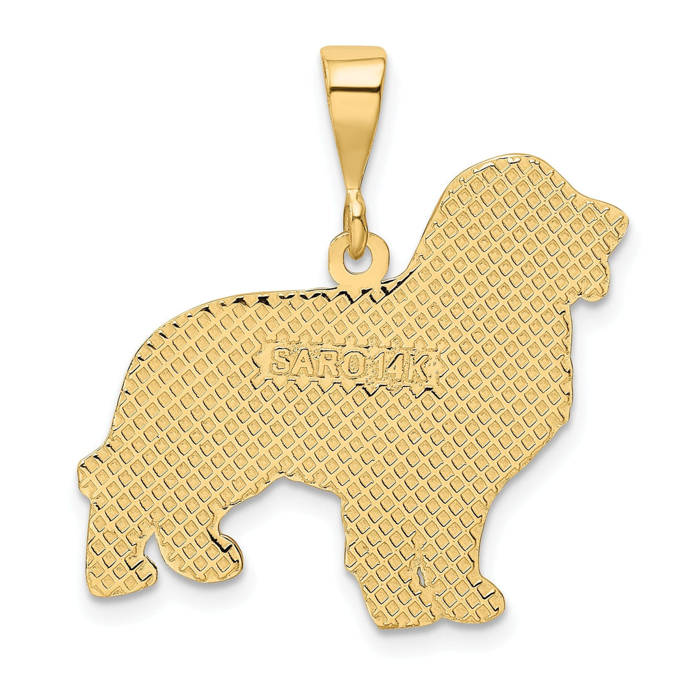 14k Yellow Gold Textured Polished Finish Golden Retriever Dog Charm Pendant