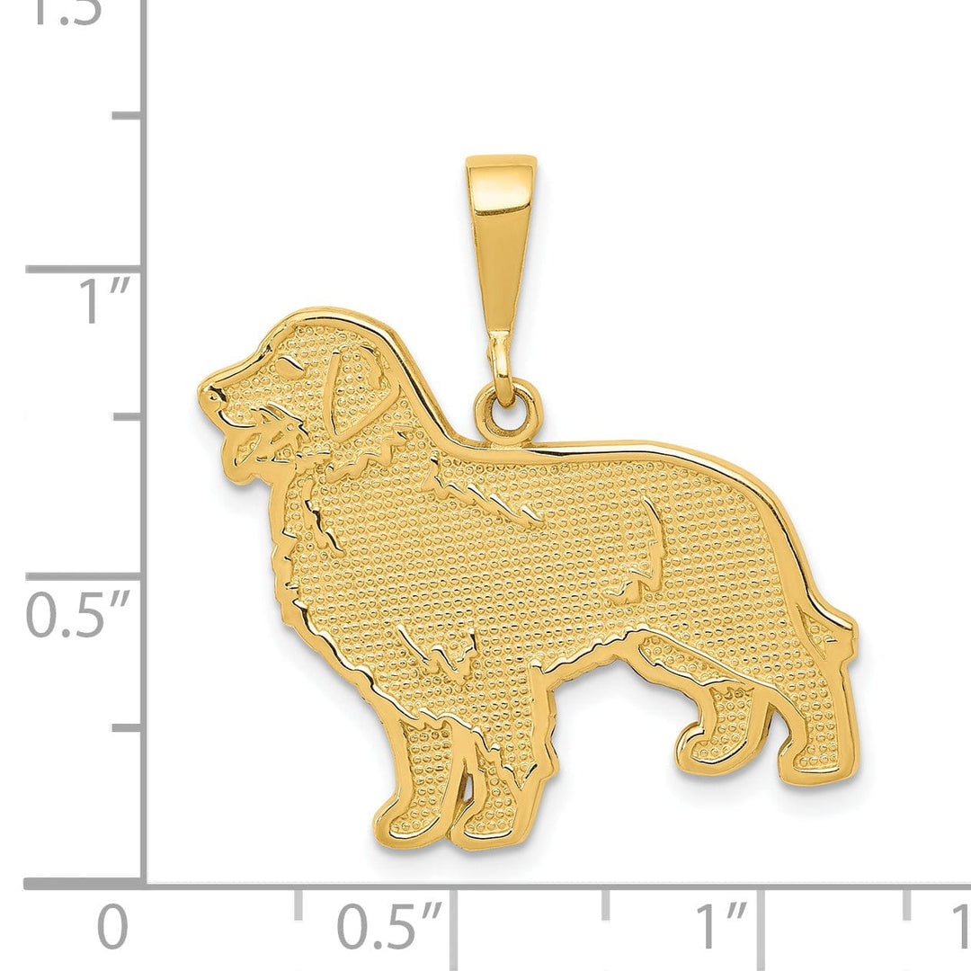 14k Yellow Gold Textured Polished Finish Golden Retriever Dog Charm Pendant