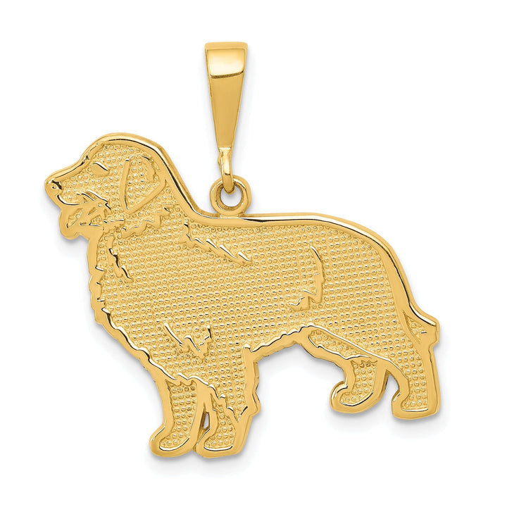 14k Yellow Gold Textured Polished Finish Golden Retriever Dog Charm Pendant