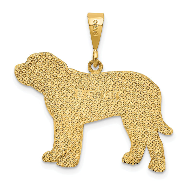 14k Yellow Gold Solid Textured Polished Finish Mastiff Dog Charm Pendant