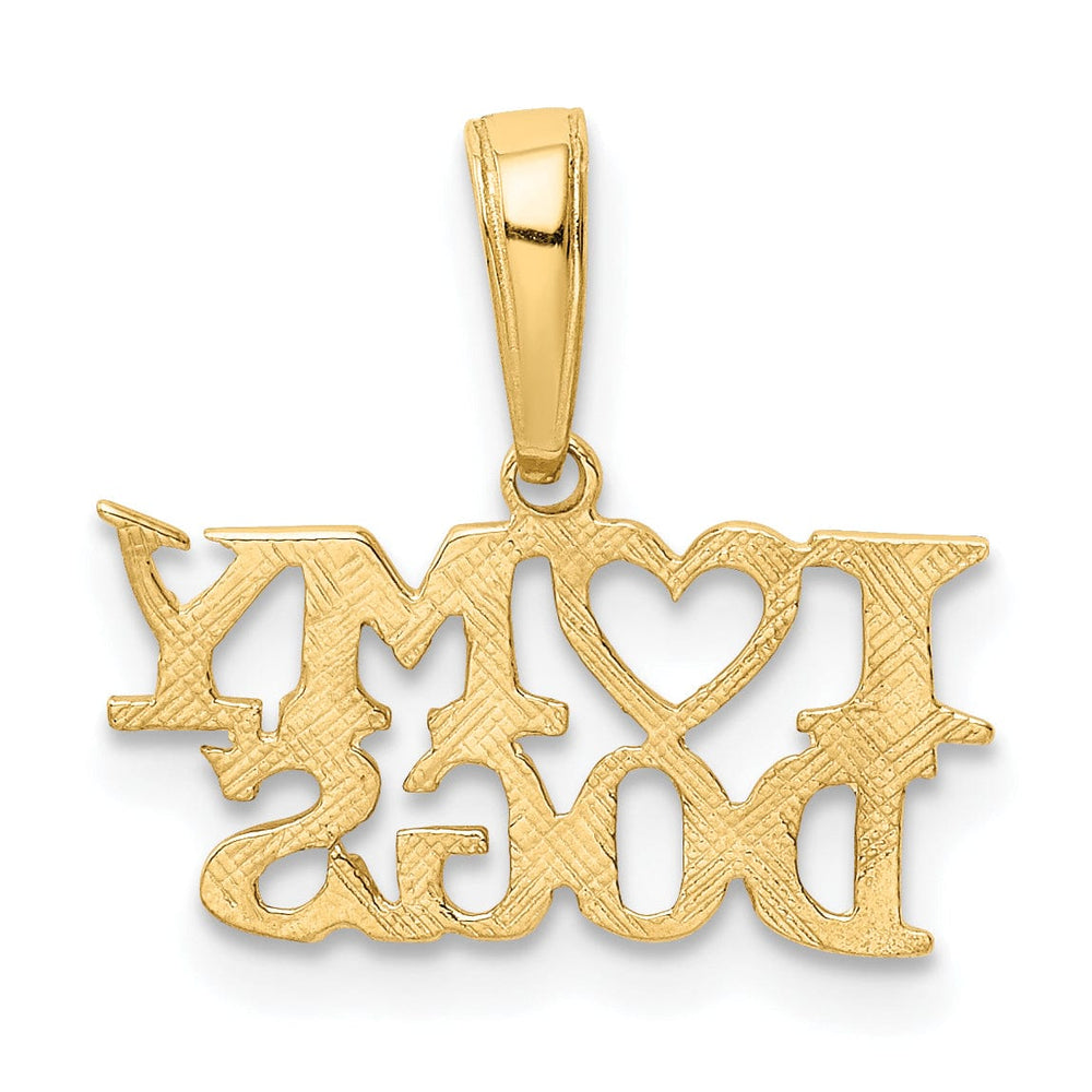 14k Yellow Gold Polished Finish Solid I HEART MY DOGS Charm Pendant