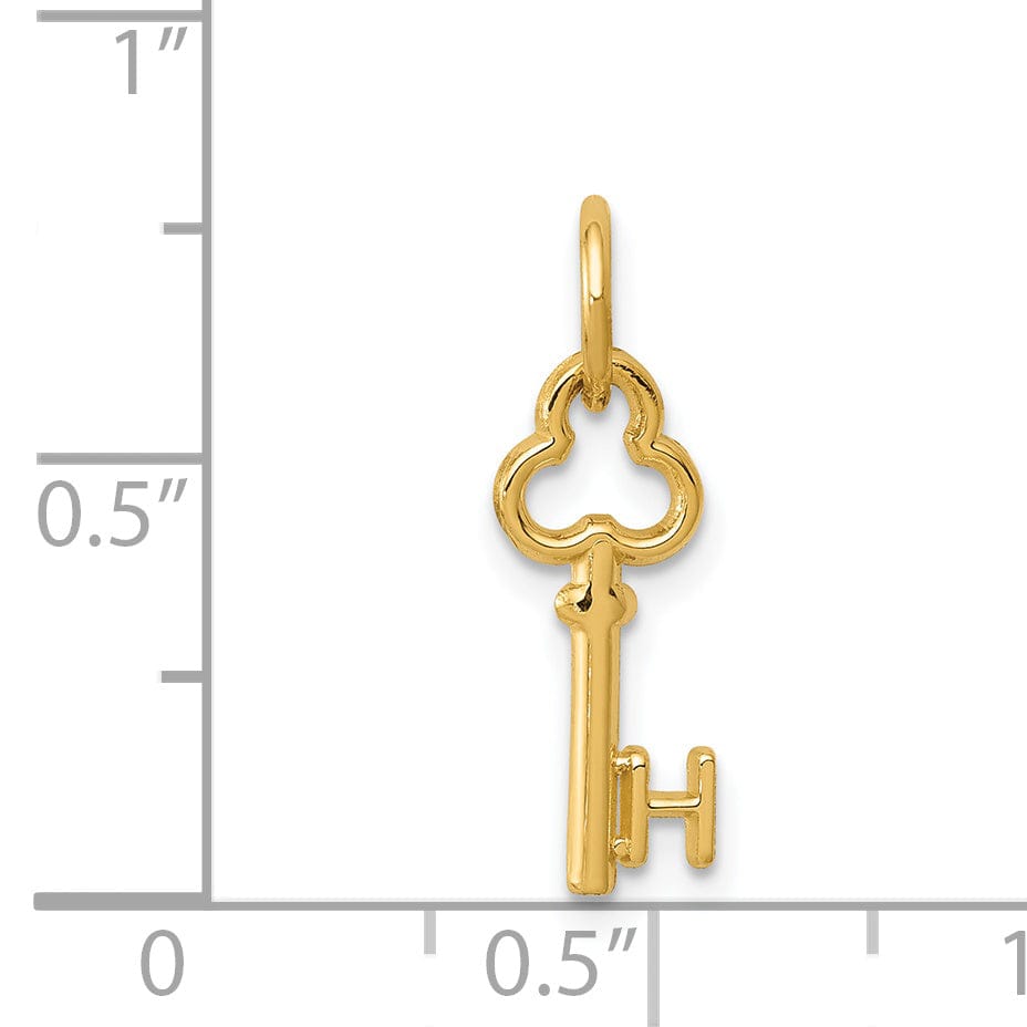 14K Yellow Gold Fancy Key Shape Design Letter H Initial Charm Pendant