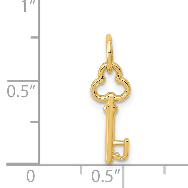 14K Yellow Gold Fancy Key Shape Design Letter J Initial Charm Pendant